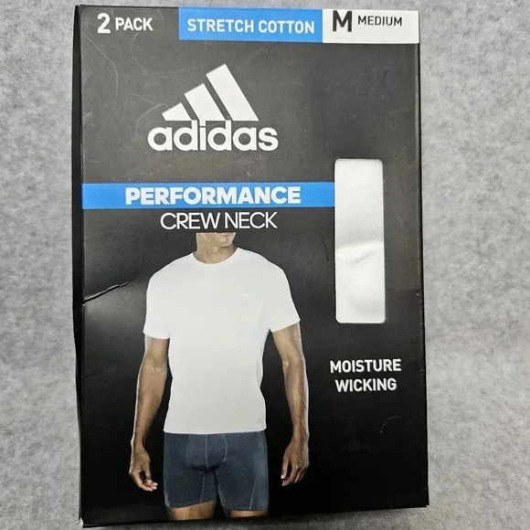 Adidas Men's Performance Moisture Wicking Crew Neck WhiteTees Size‎ M - Picture 1 of 4